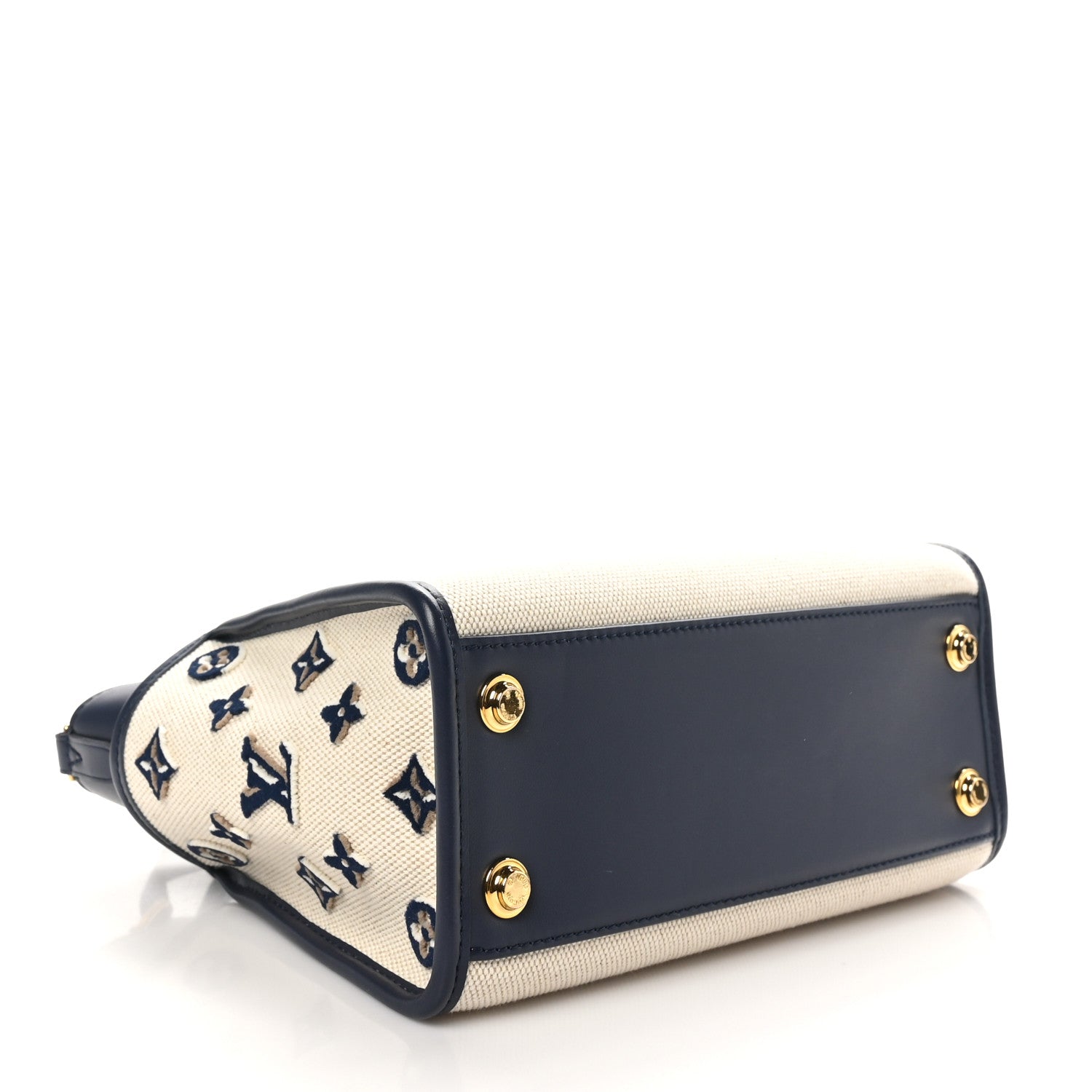 Canvas Calfskin Monogram On My Side PM Navy Blue