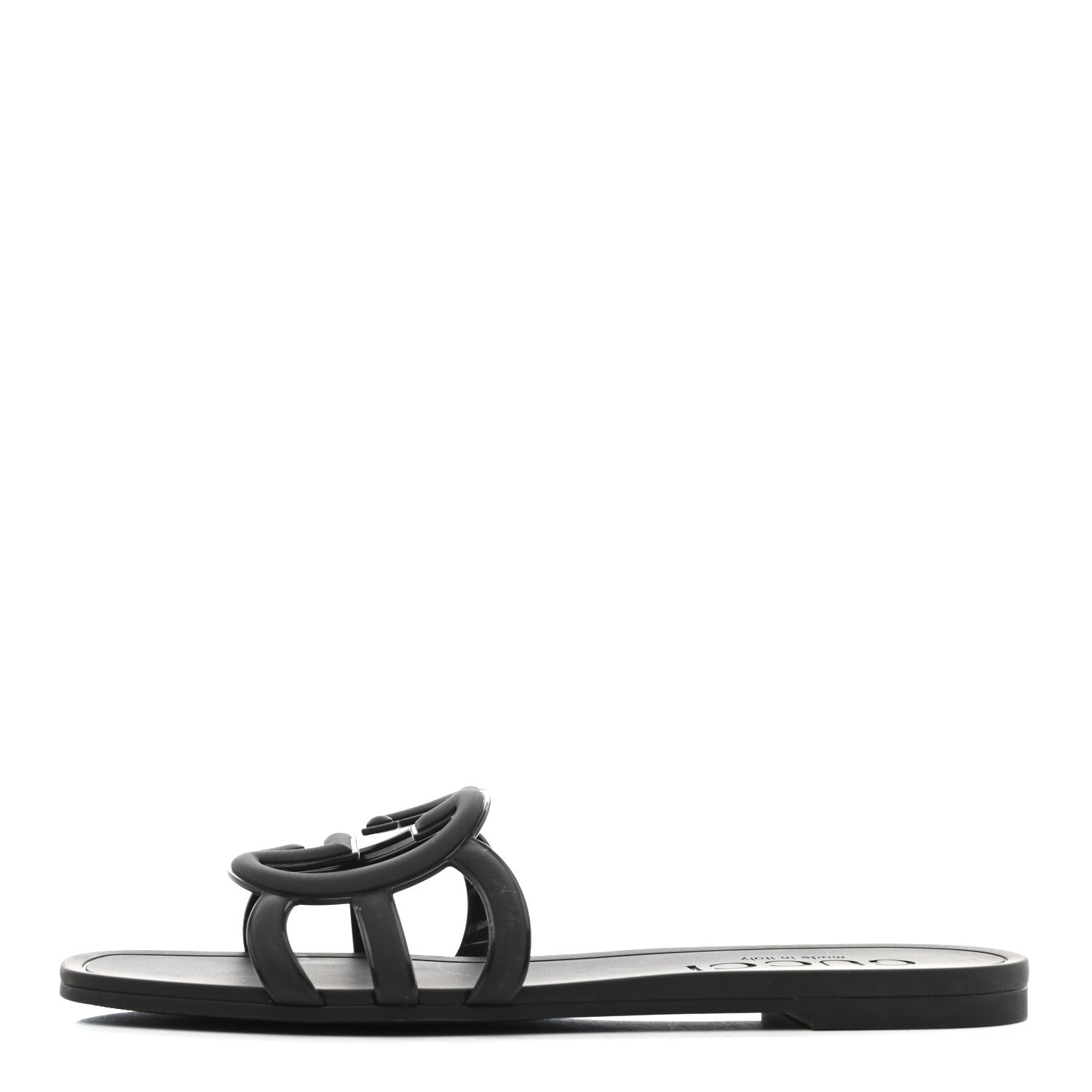 Rubber Womens Interlocking G Slide Sandals 39 Black