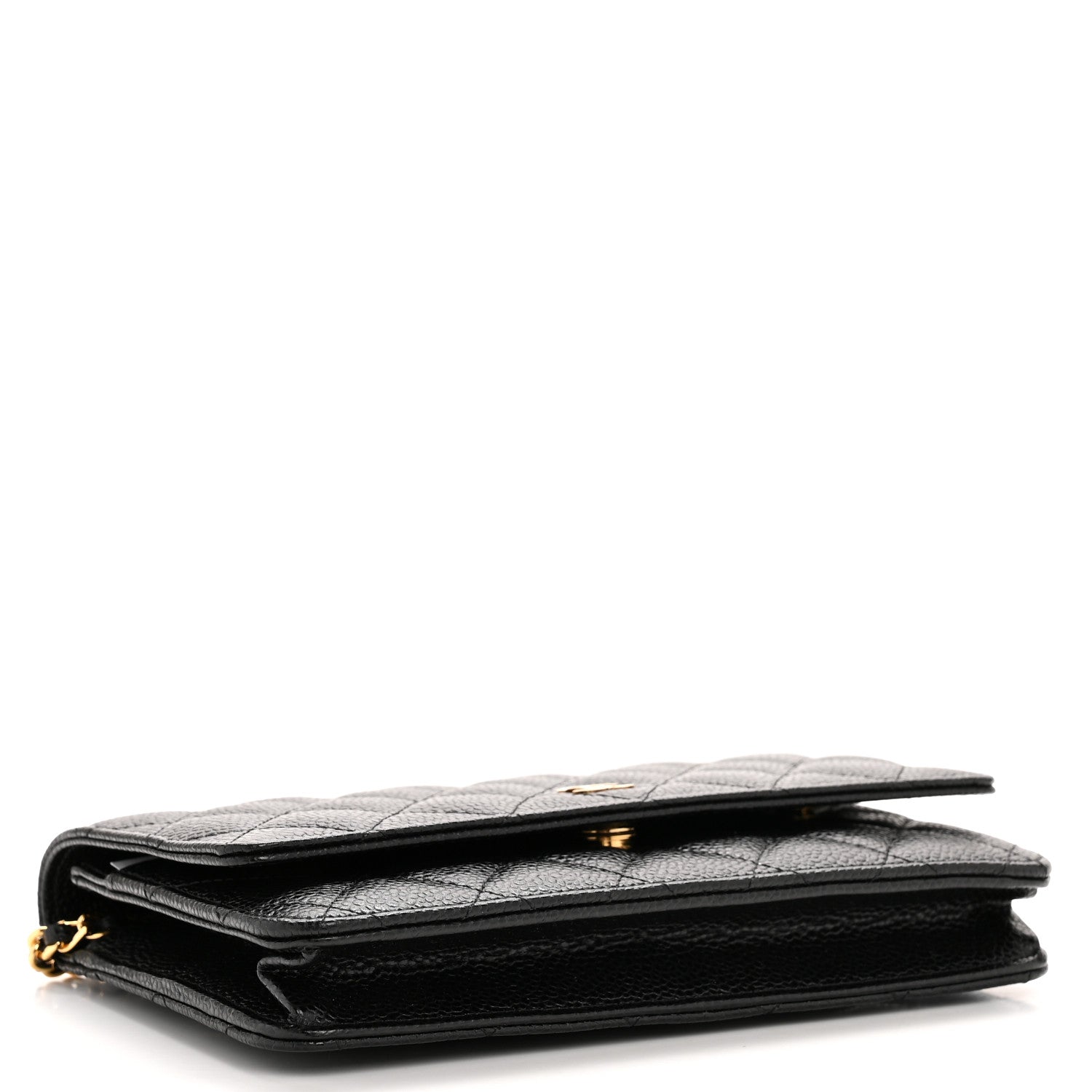 Caviar Quilted Wallet on Chain WOC Black