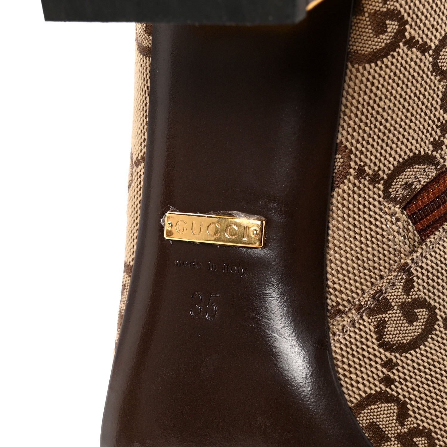 Monogram Cordovan Lux GG Ankle Boots 35 Beige Cuir