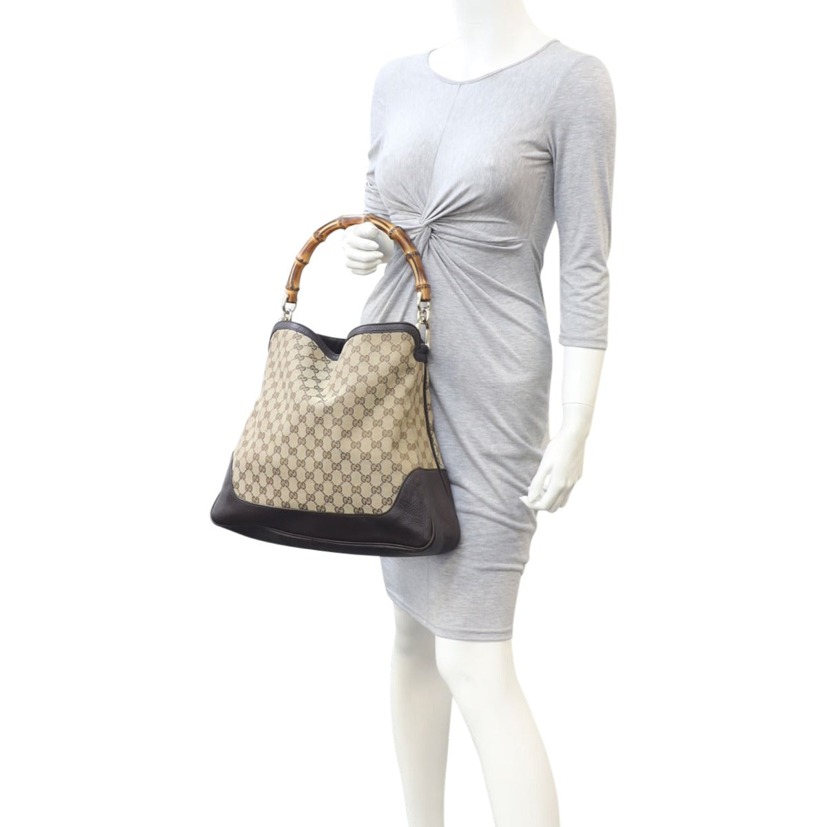 Gucci GG Canvas Diana Bamboo Shoulder Bag