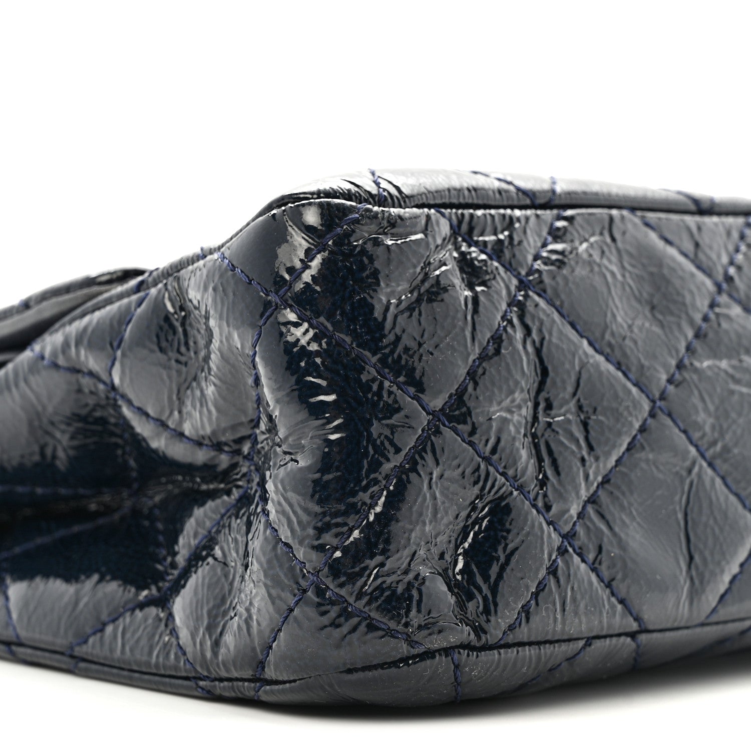 Distressed Patent Quilted 2.55 Reissue 227 Flap Navy