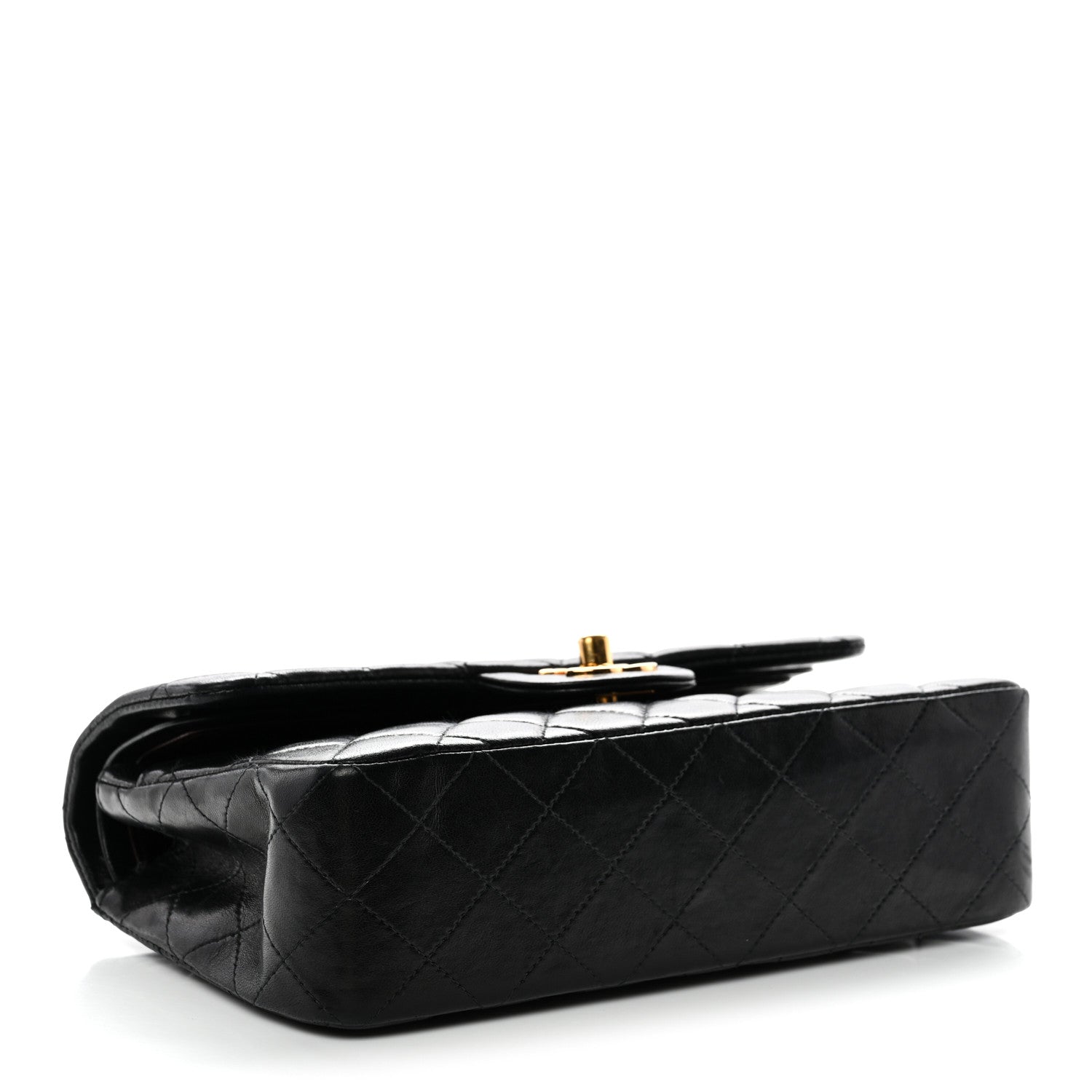 Lambskin Quilted Small Double Flap Black