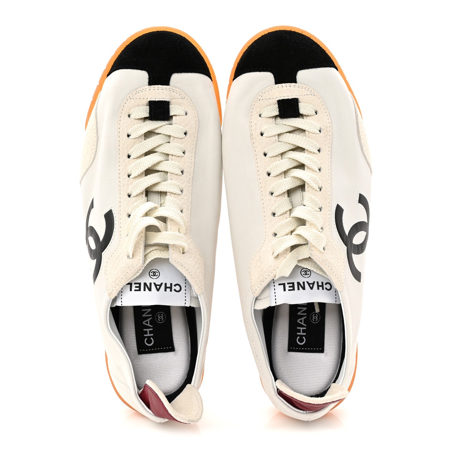 Calfskin Embossed Suede Sneakers 38 White Black