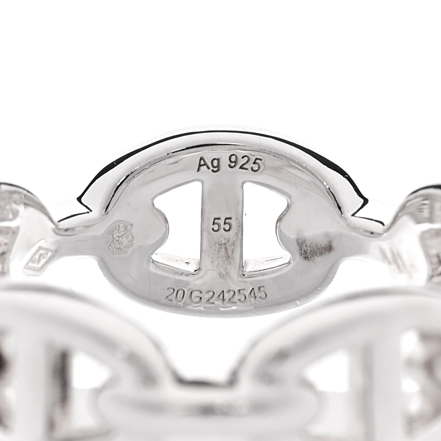 Sterling Silver PM Chaine d'Ancre Enchainee Band Ring 55 7.25