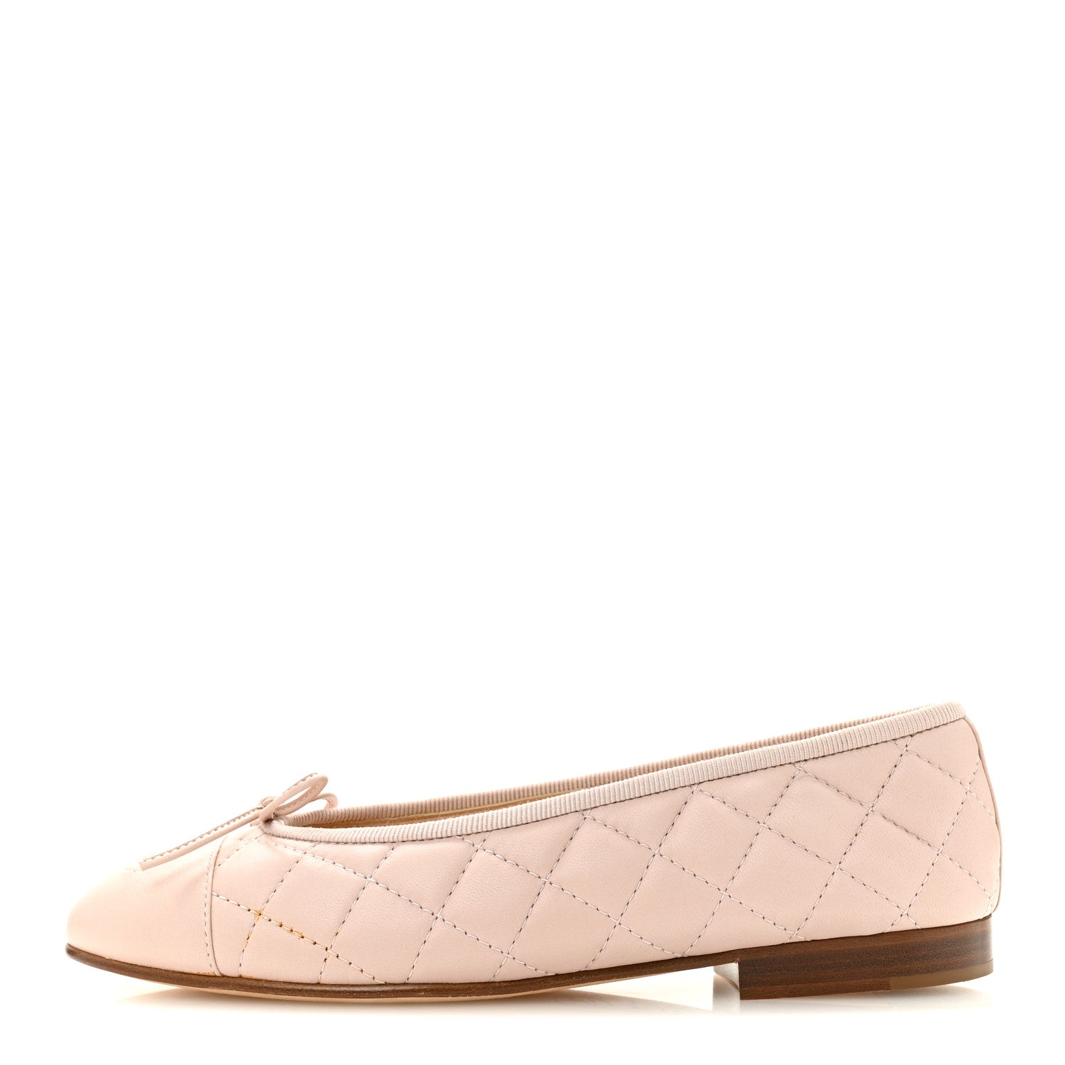 Lambskin Quilted CC Cap Toe Ballerina Flats 36 Light Pink