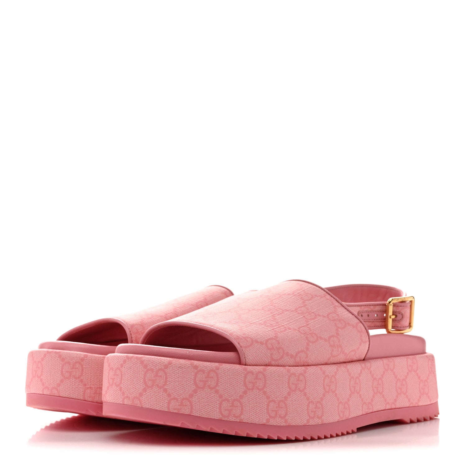 GG Supreme Monogram Granada Kid Angelina Platform 35mm Slingback Sandals 40.5 Cotton Candy Dark Cotton Candy Wild Rose