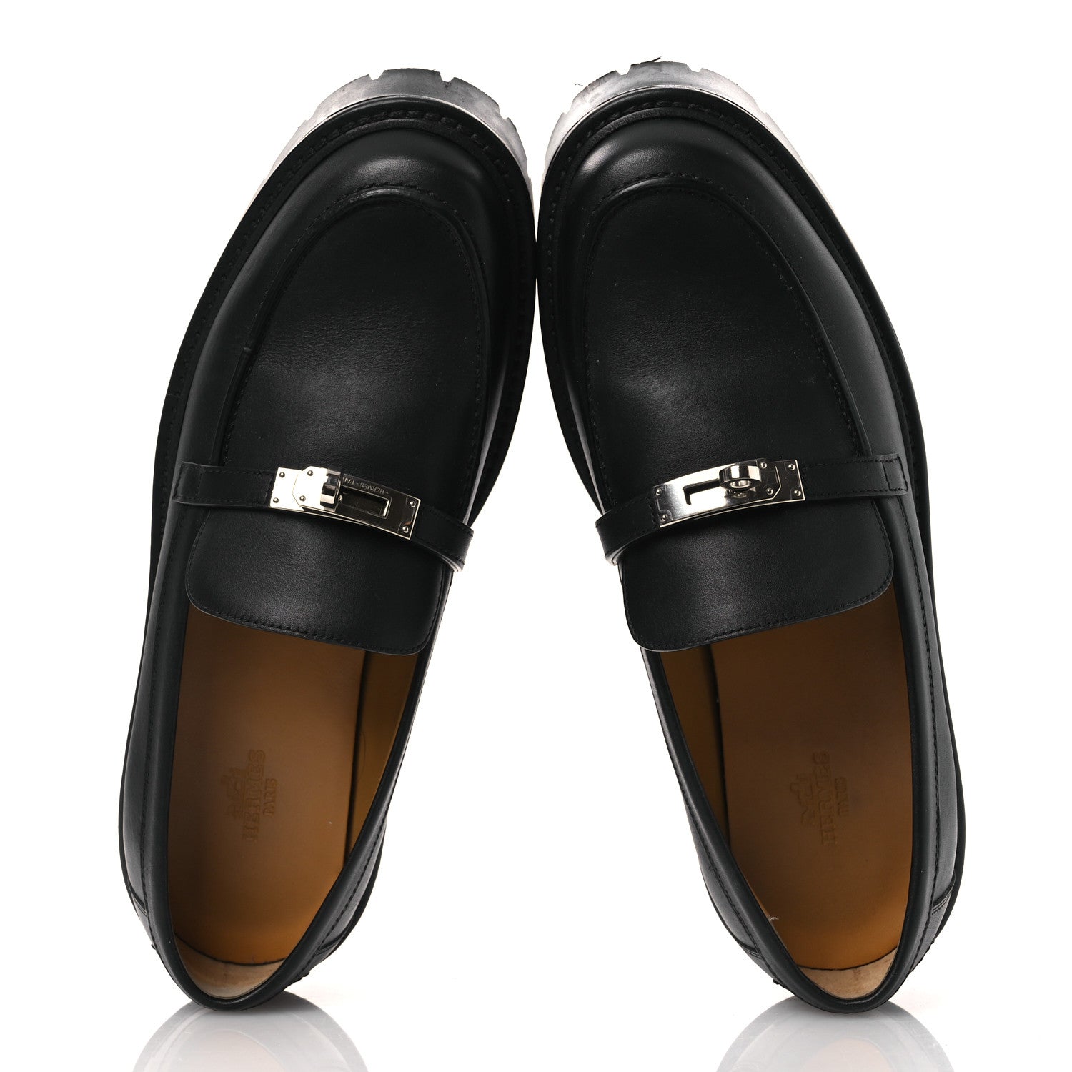 Calfskin Womens Icone Loafers 40 Black