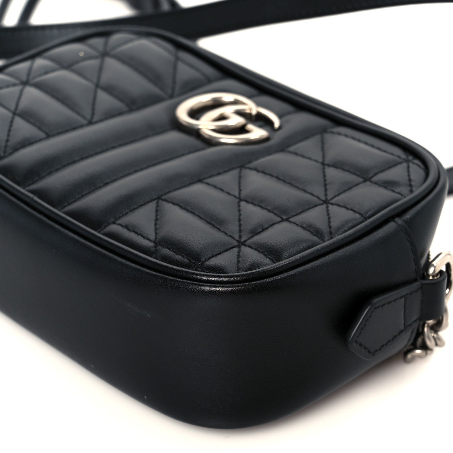 Calfskin Matelasse Aria Mini GG Marmont Chain Shoulder Bag Black
