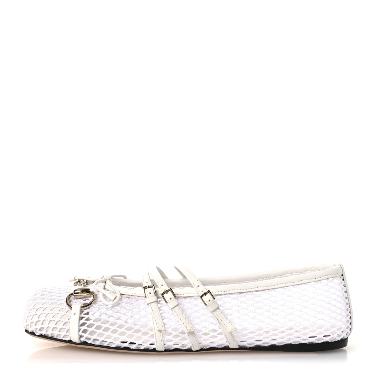 Video Net Nappa Horsebit Ballerina Flats 38.5 Great White