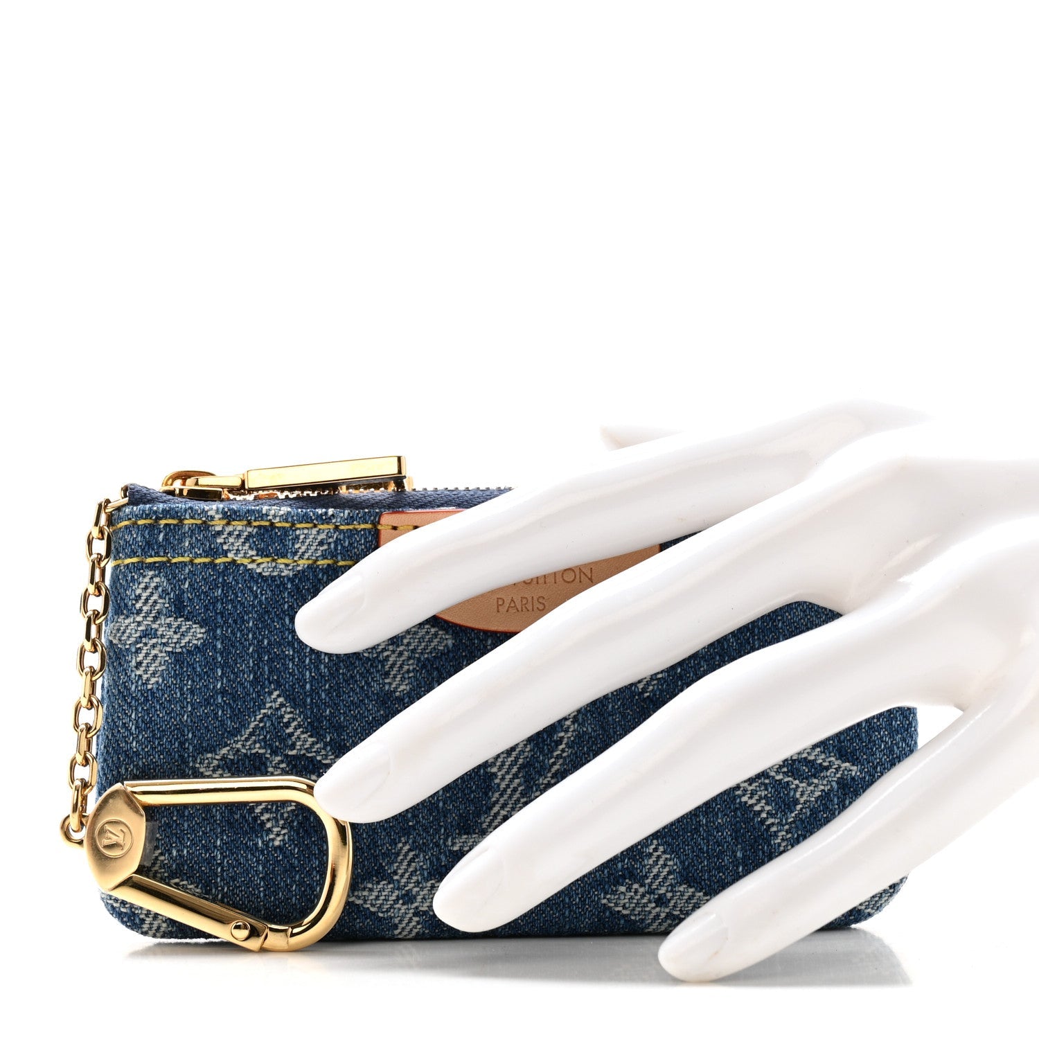 Monogram Denim Key Pouch Denim Blue