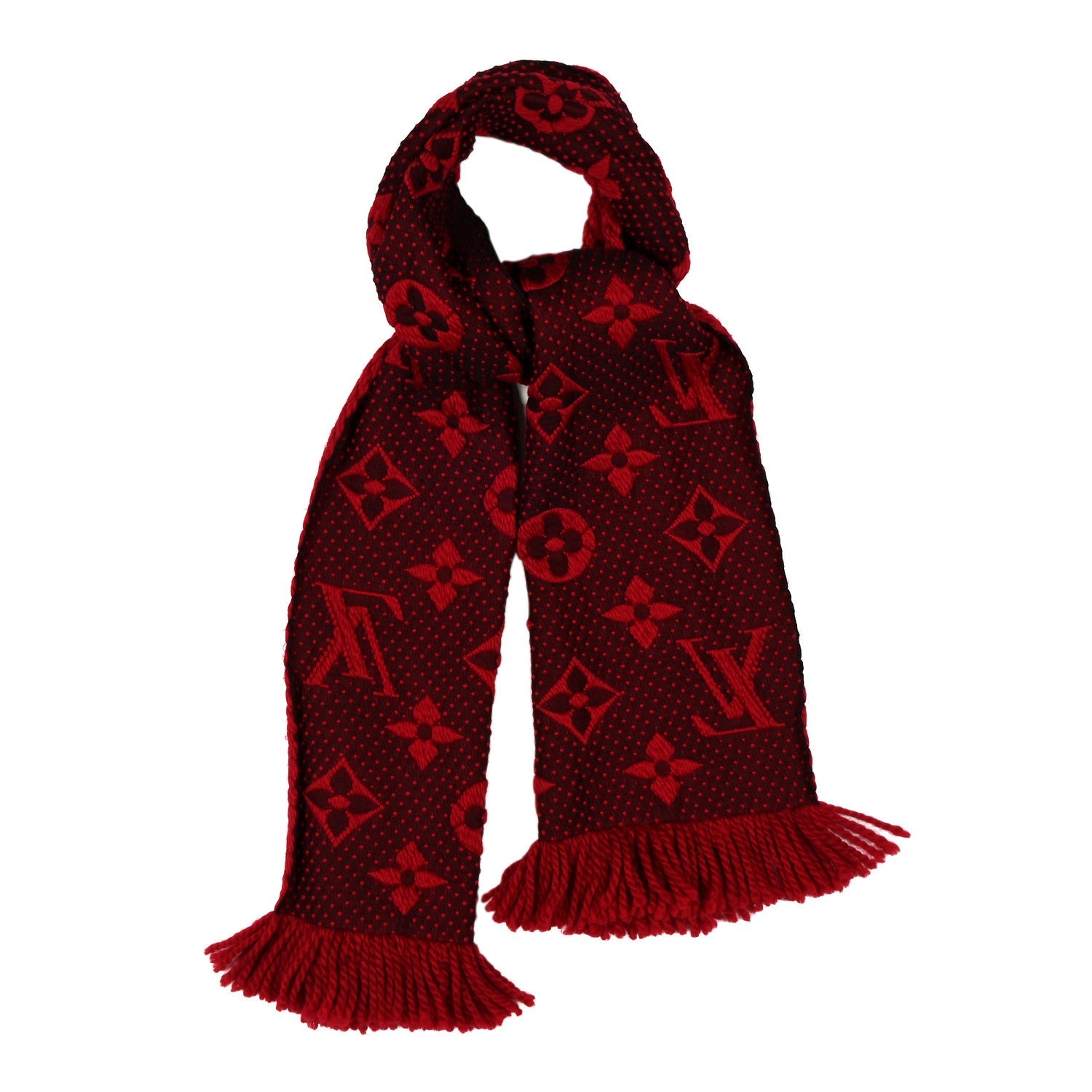 Wool Silk Logomania Scarf Rubis