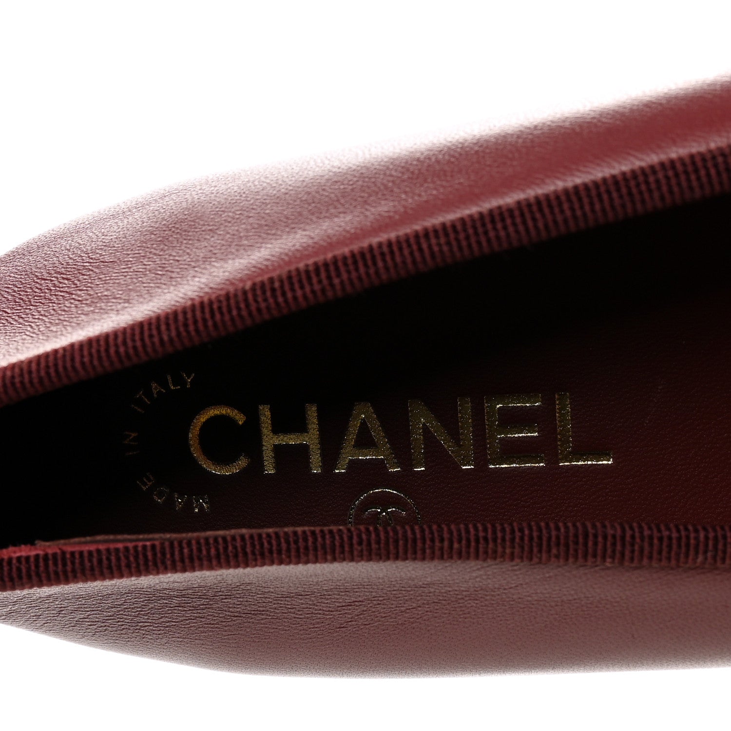 Lambskin Cap Toe CC Ballerina Flats 37 Burgundy Black