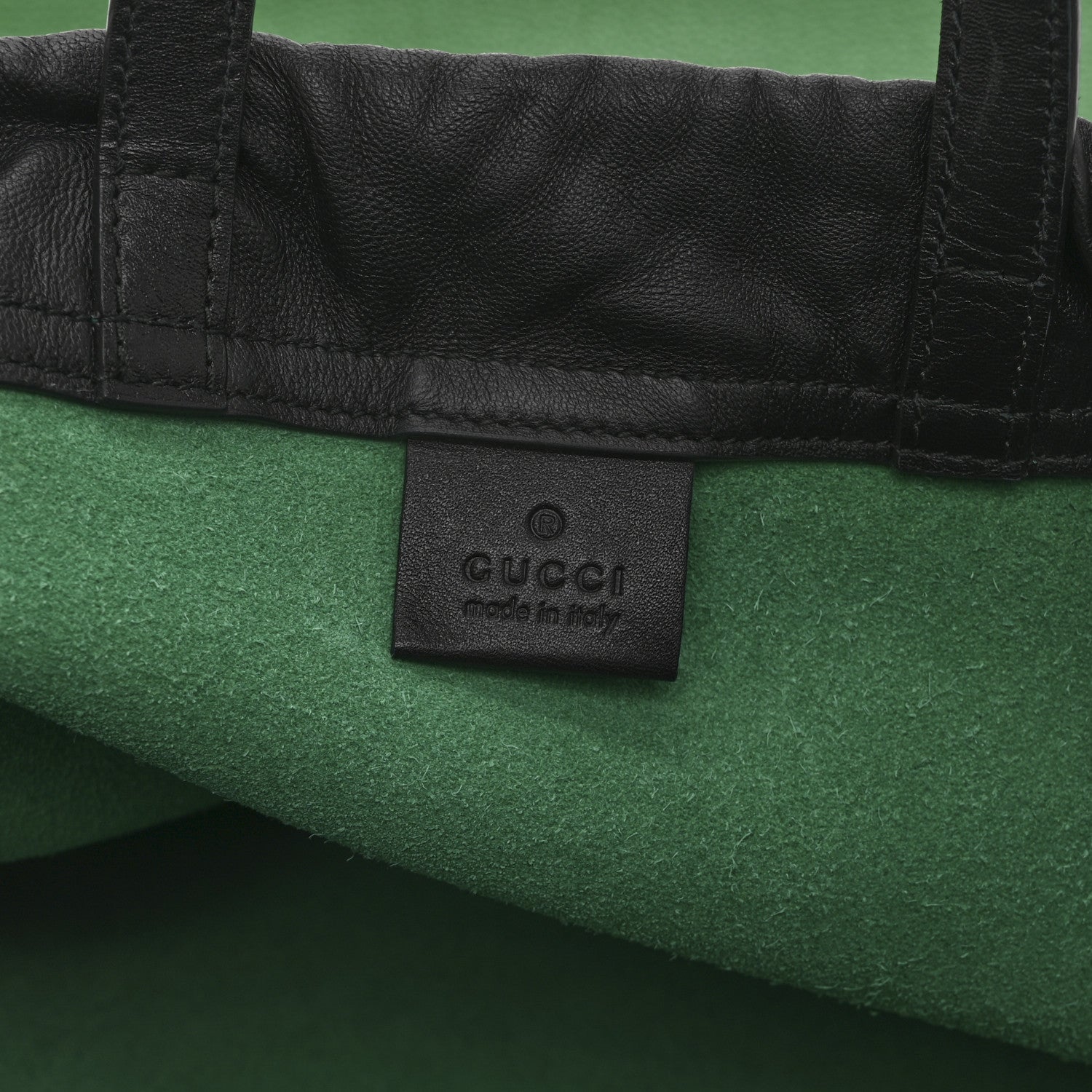 Calfskin Logo Drawstring Backpack Green
