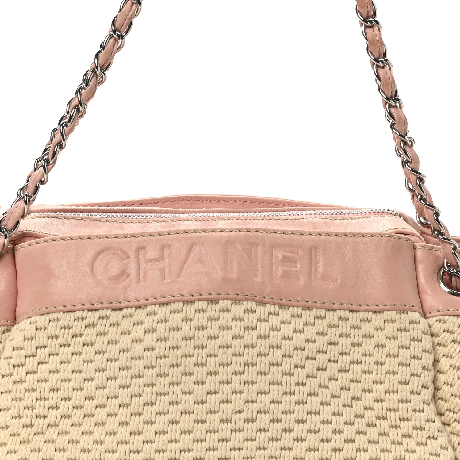 Canvas Woven Lambskin Lax Accordion Hobo Pink