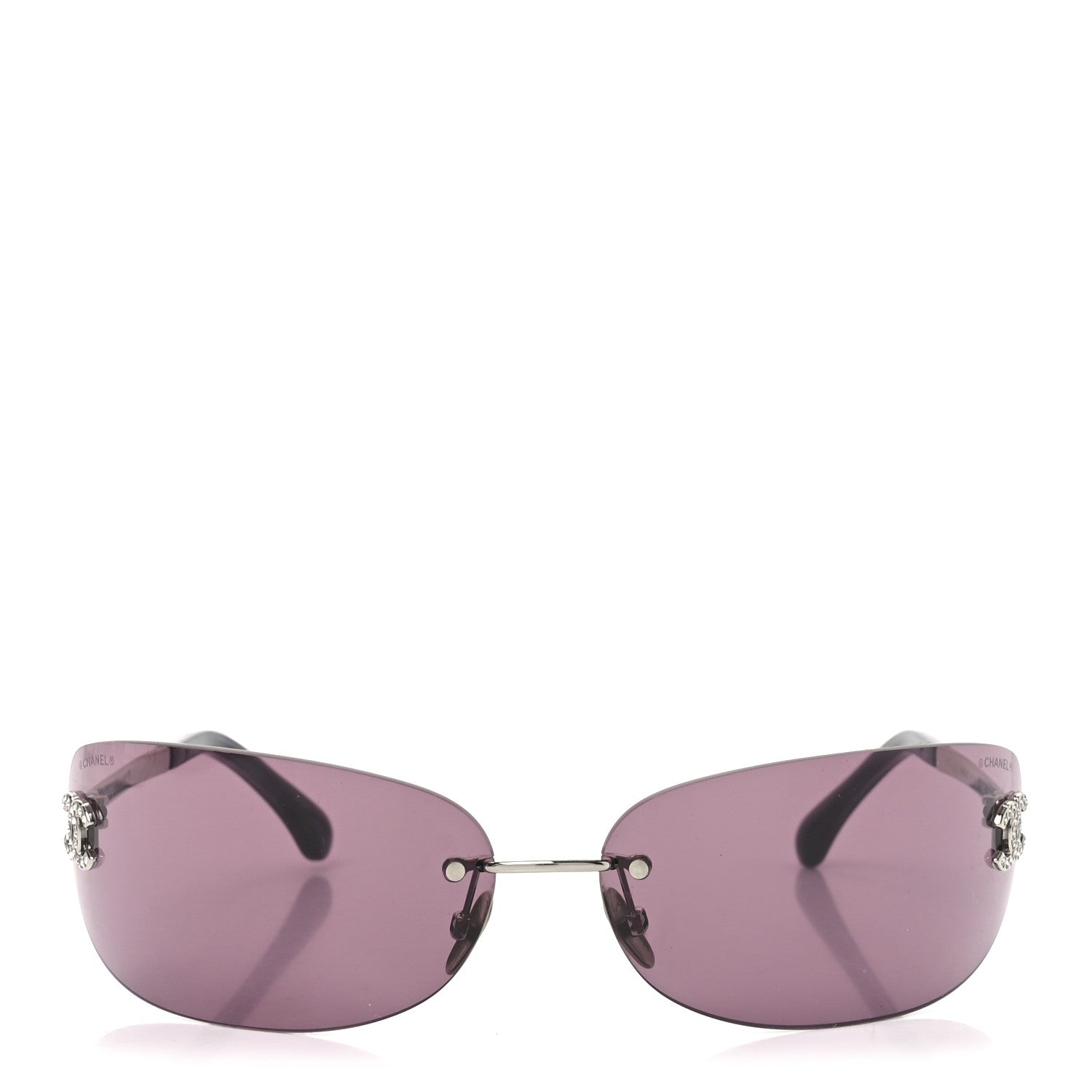 Metal Crystal CC Oval Sunglasses 71560 Silver