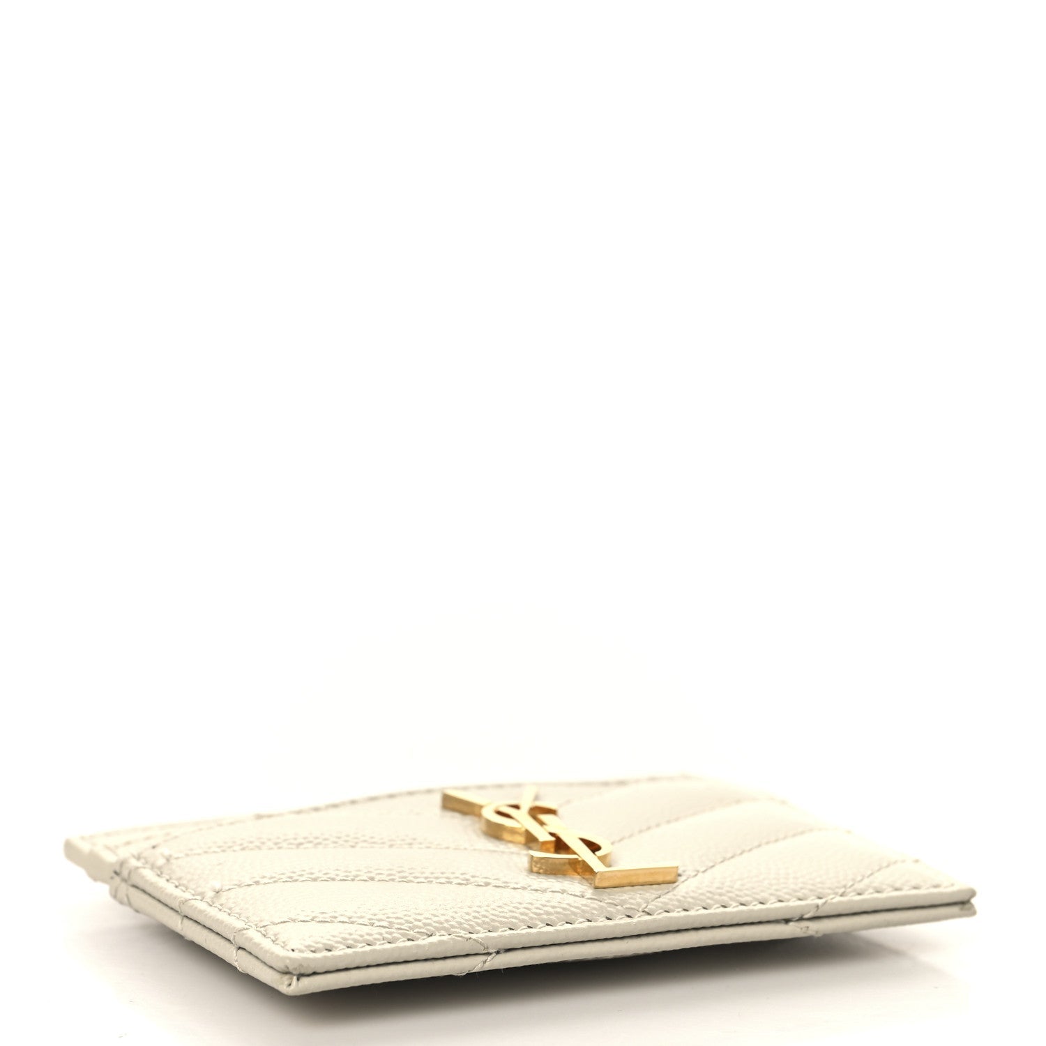 Grain De Poudre Matelasse Chevron Monogram Credit Card Case Crema Soft