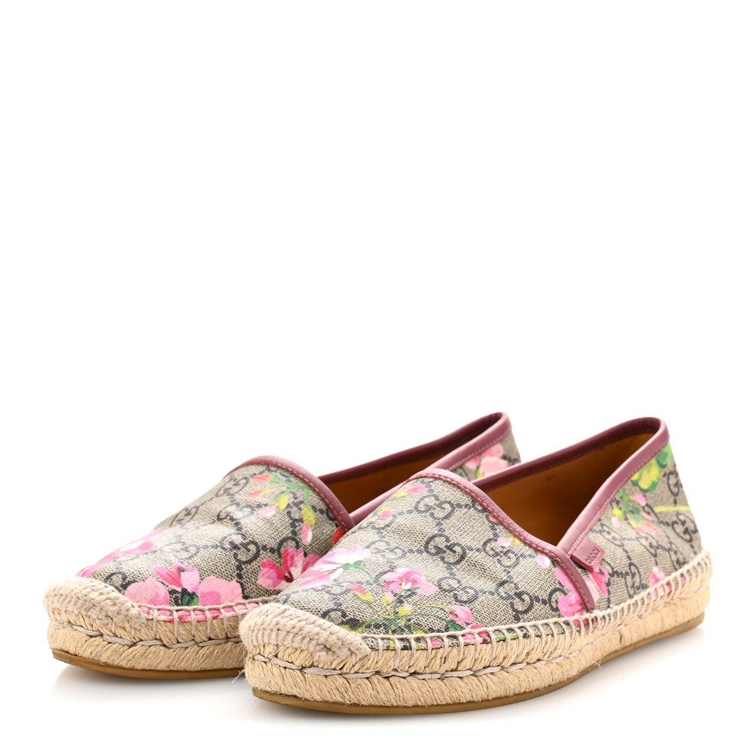 GG Supreme Monogram Blooms Espadrilles 37.5 Beige Multicolor Dry Rose