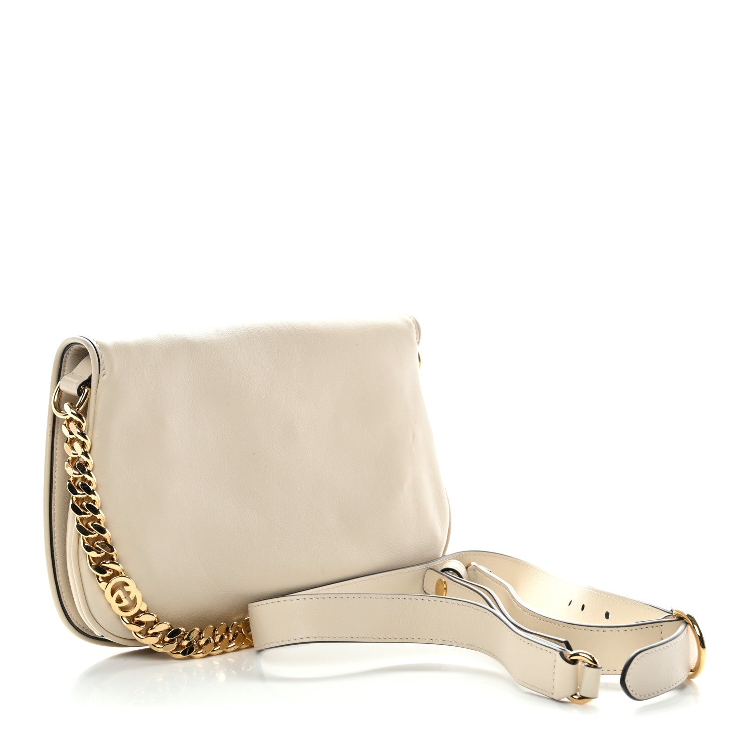 Roxy Calfskin Blondie Chain Shoulder Flap Bag Mystic White