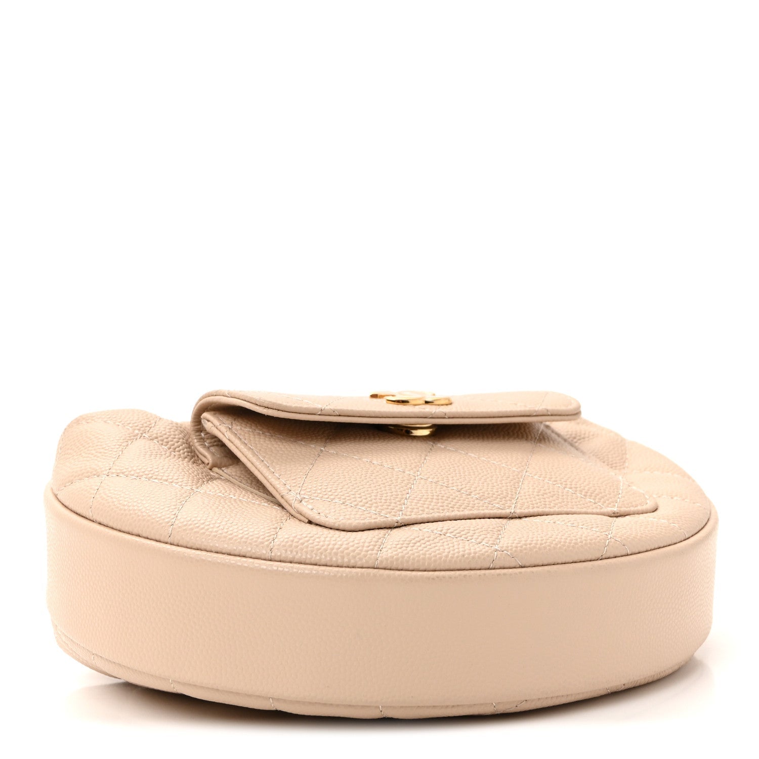 Caviar Quilted Polly Pocket Pouch Hobo Beige