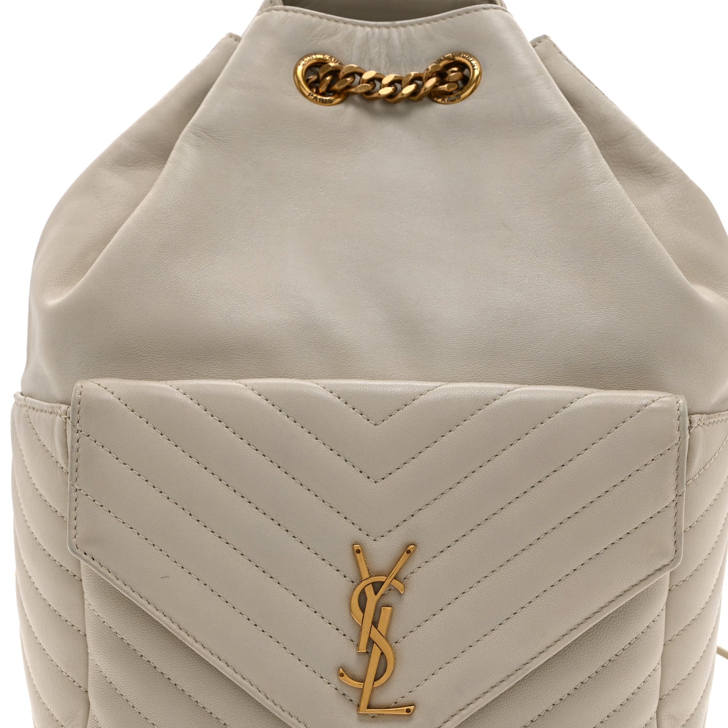 Lambskin Matelasse Monogram Joe Backpack Cream