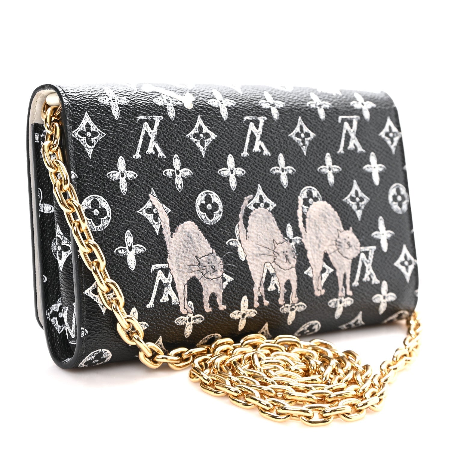 Catogram Twist Chain Wallet Black