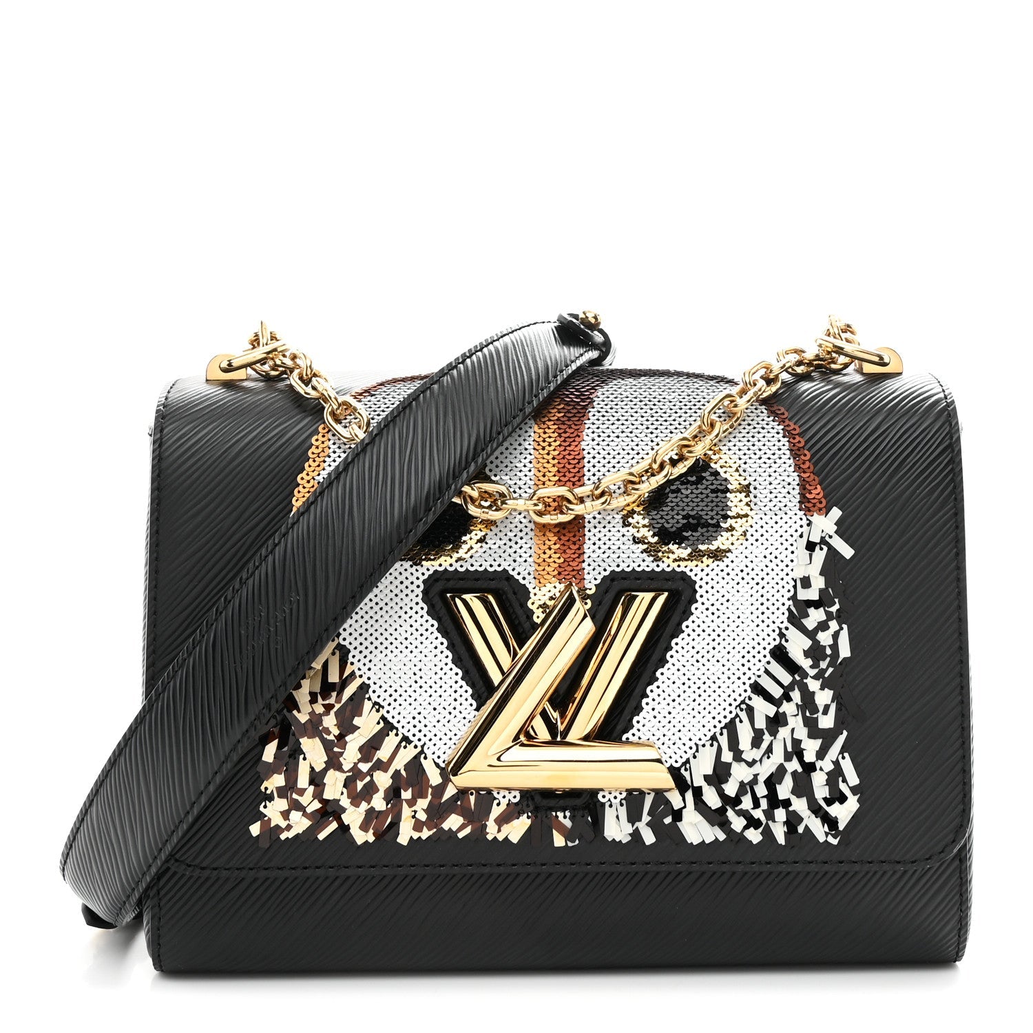 Epi Sequins Twist Shoulder Bag MM Black