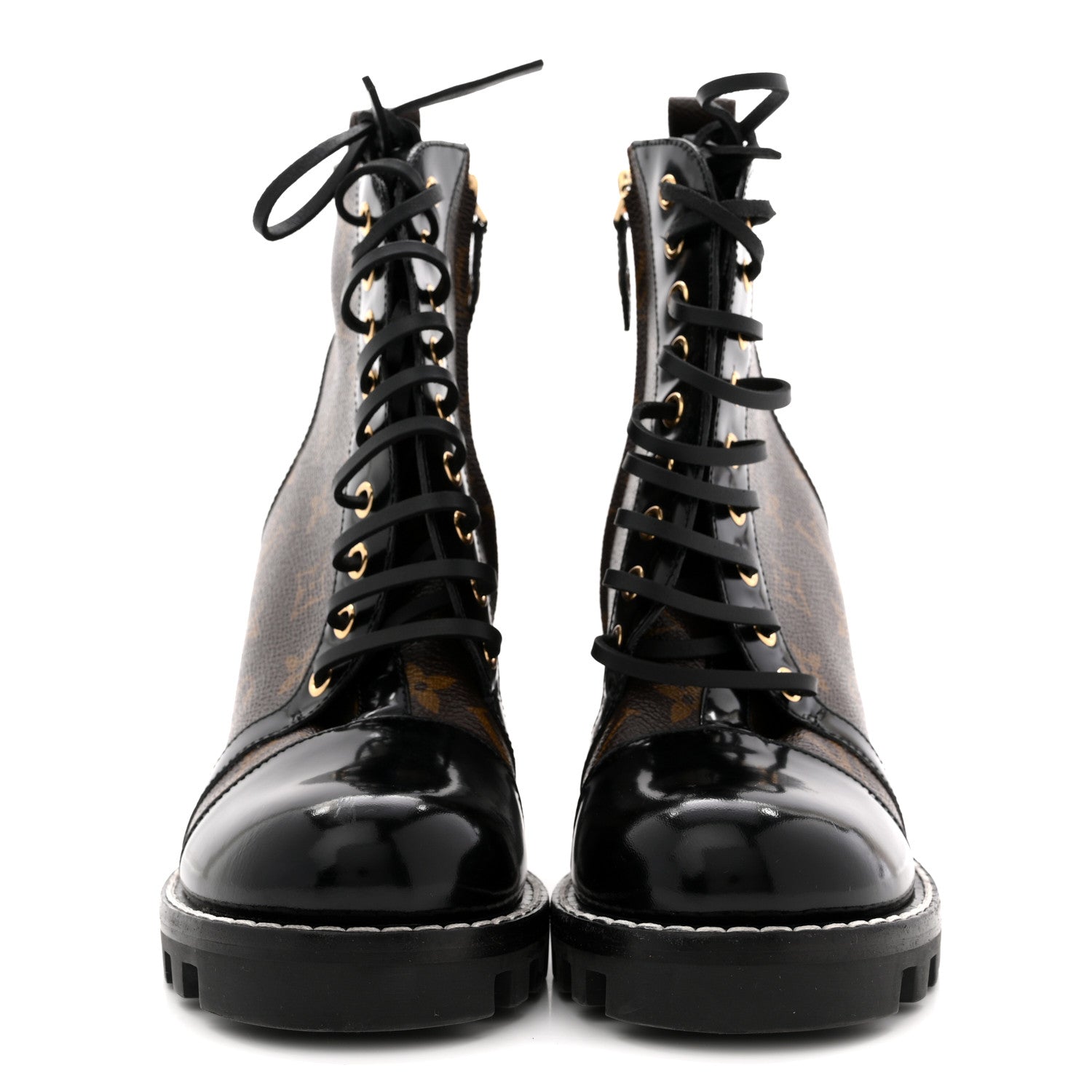 Patent Calfskin Monogram Star Trail Ankle Boots 39 Black