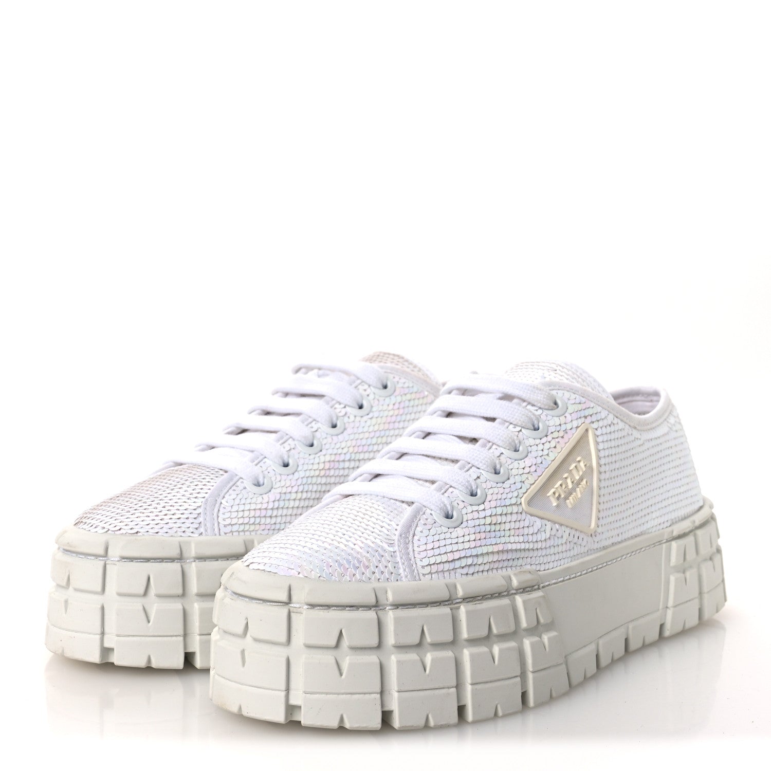 Paillettes Triangle Logo Double Wheel 50mm Sneakers 38.5 White