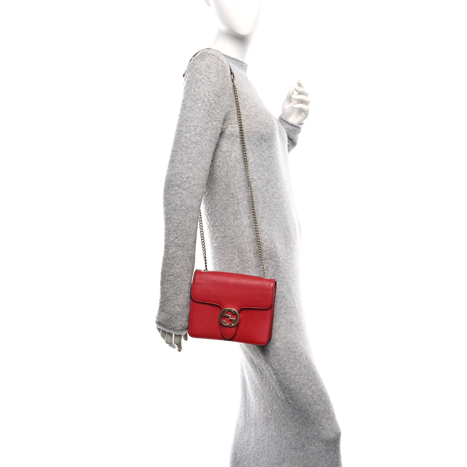 Dollar Calfskin Small Interlocking G Shoulder Bag Red