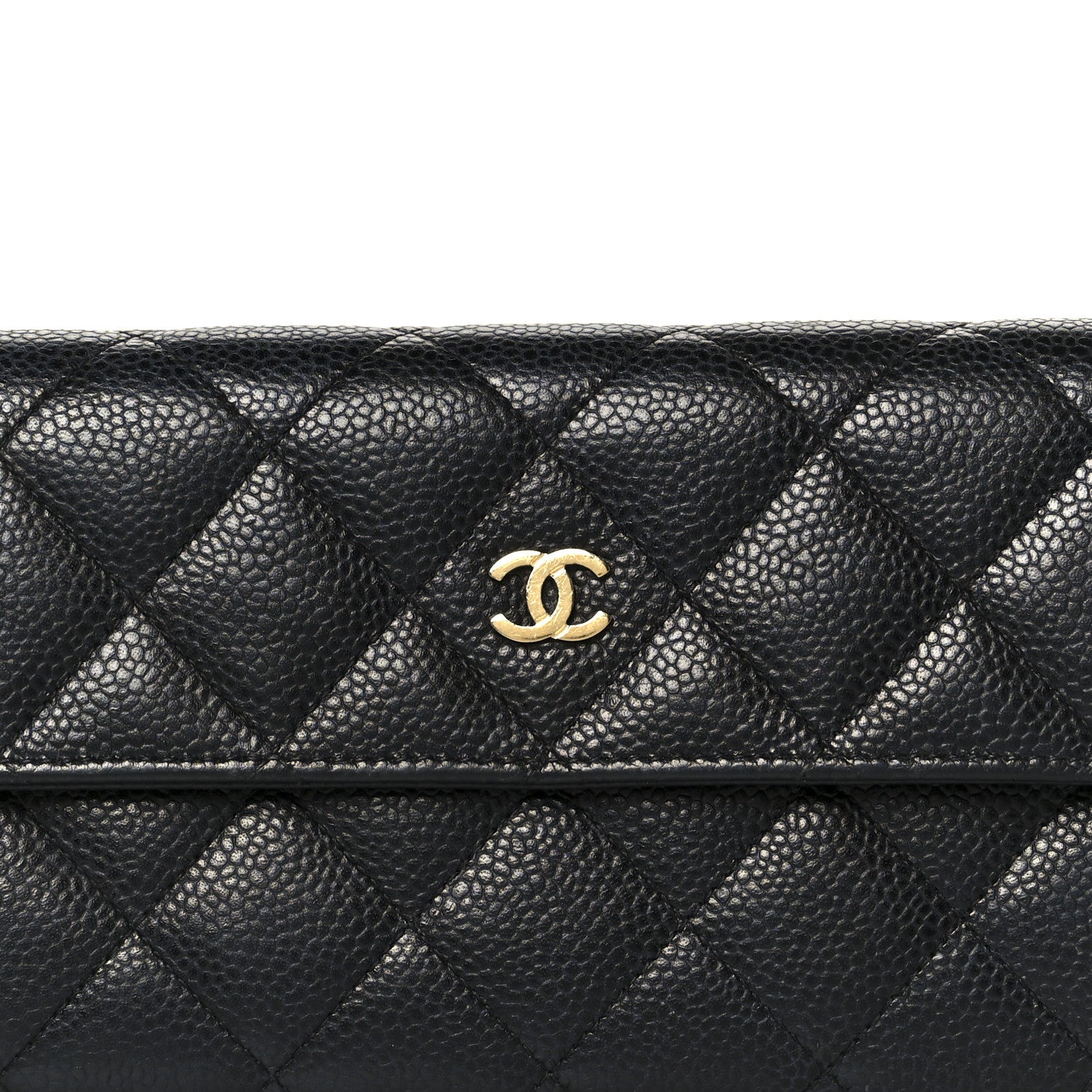 Caviar Quilted Long Flap Wallet Black