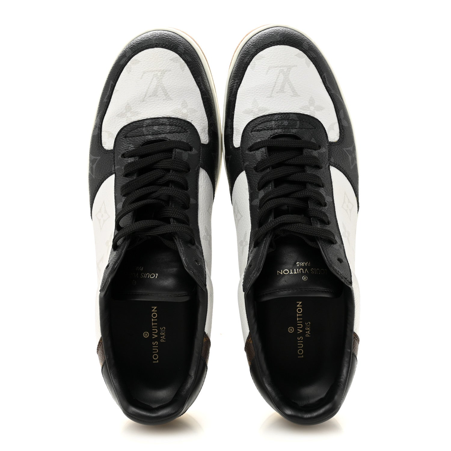 Calfskin Monogram Mens Rivoli Sneakers 9 White Black