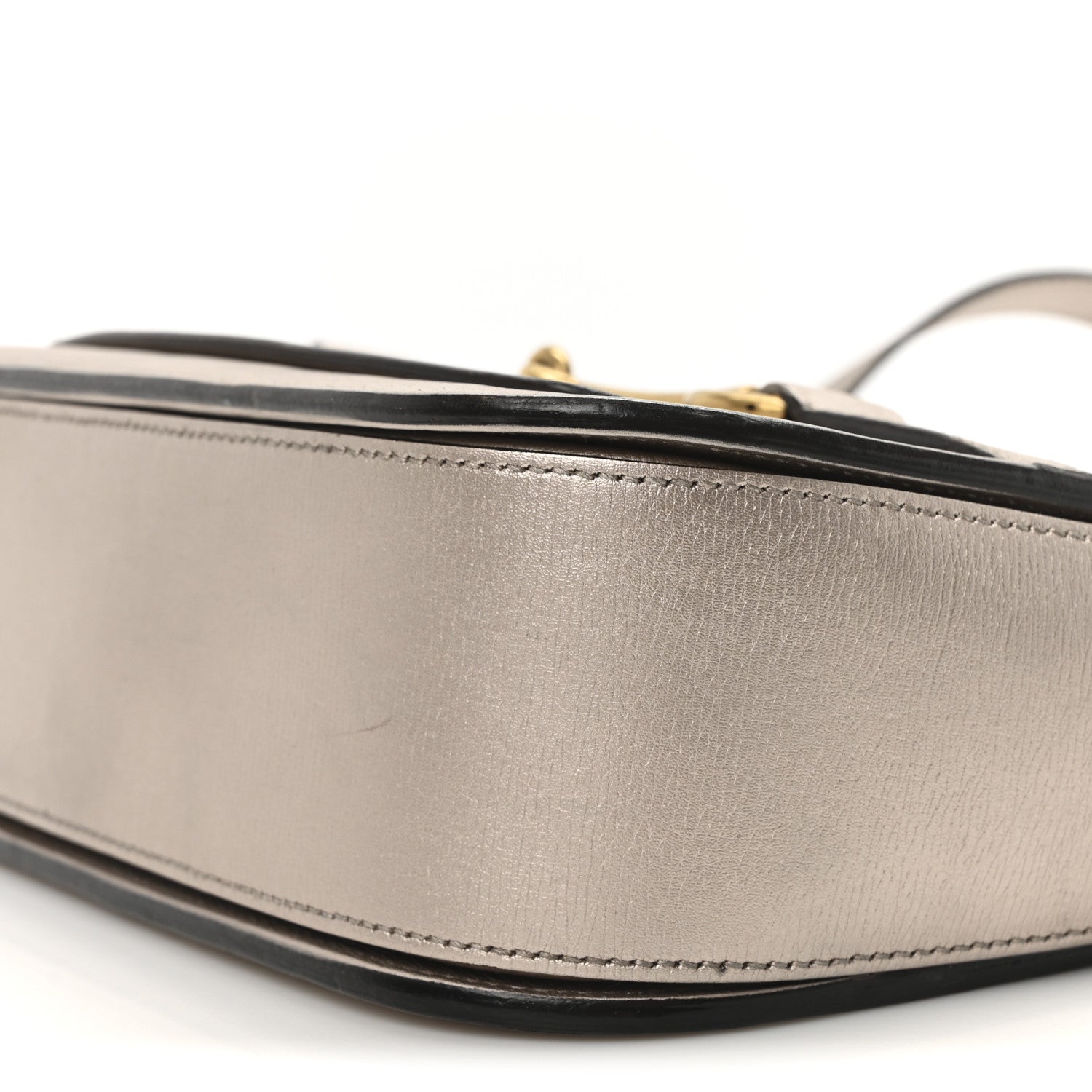 Textured Metallic Calfskin Bright Bit Flap Bag Silver
