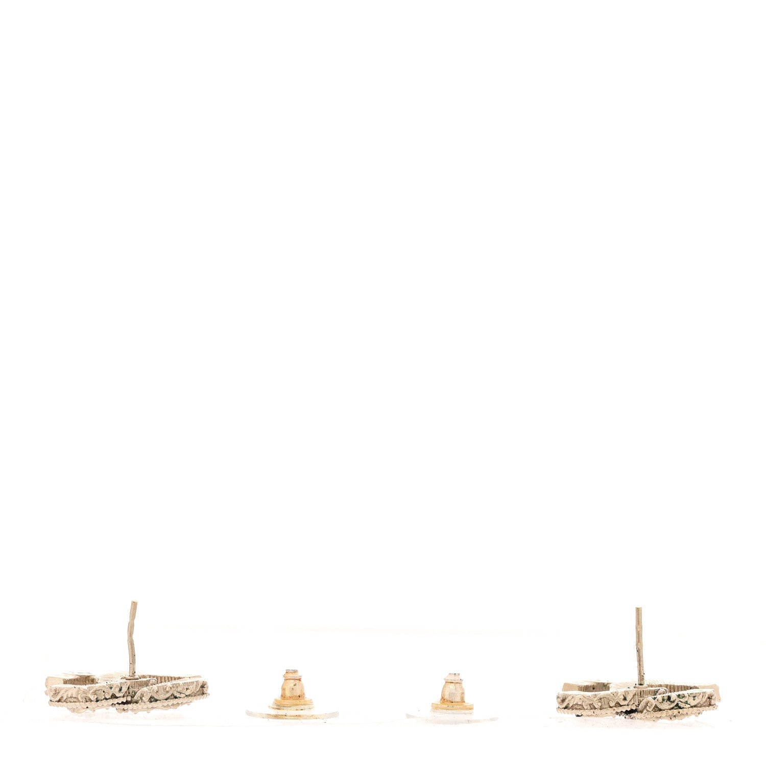 Enamel CC Baroque Earrings Black Gold