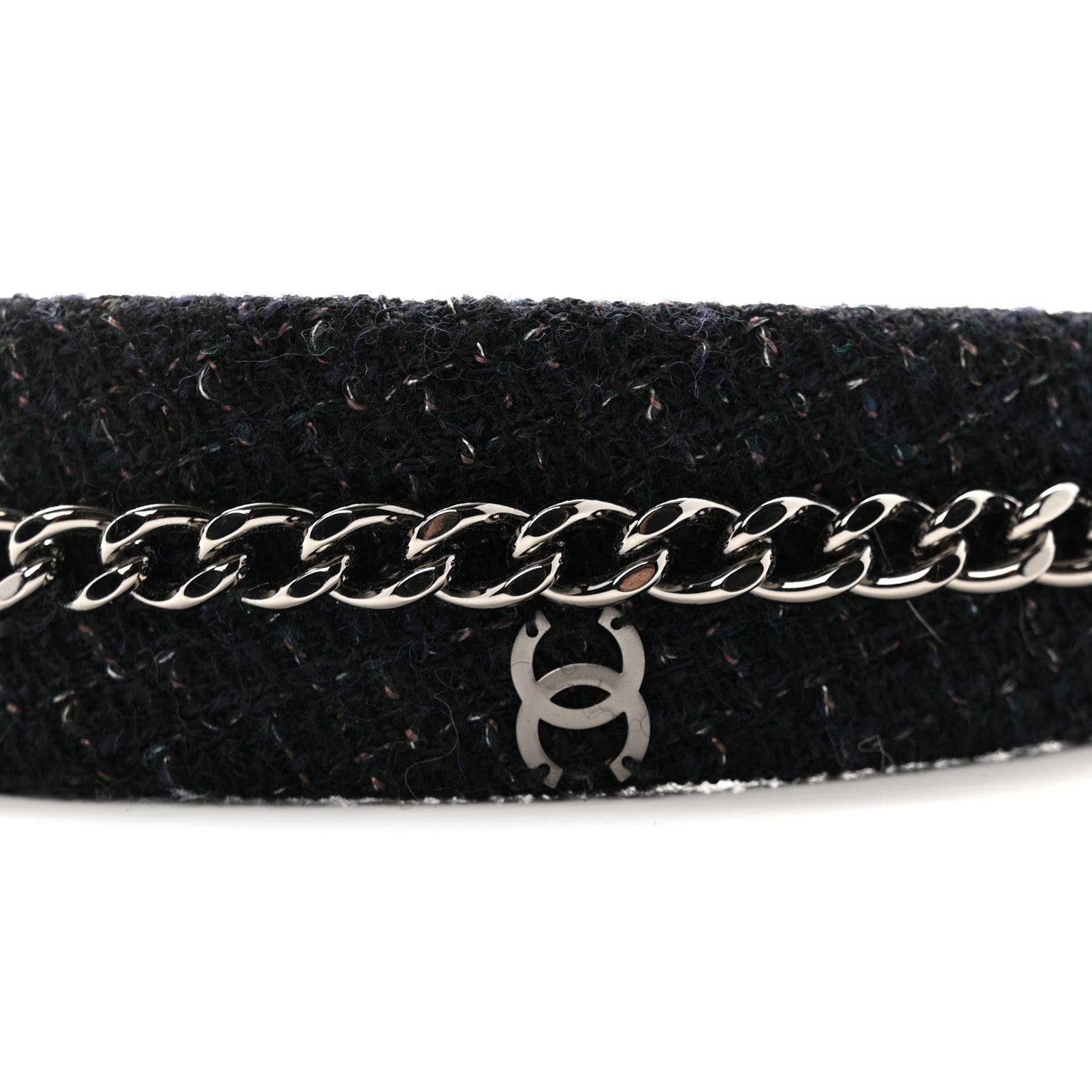 Tweed Chain Headband Black