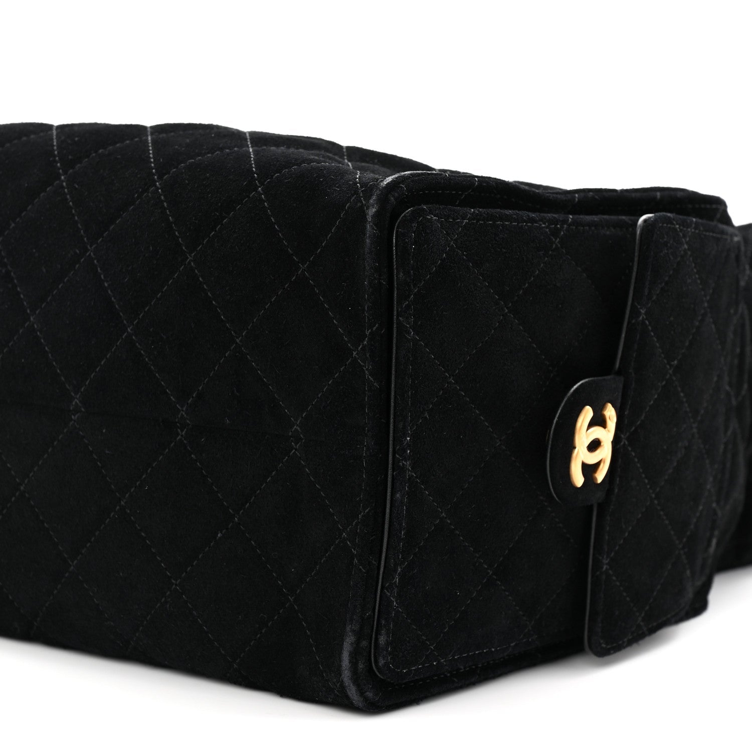 Suede Quilted Medium Chanel 25 Handbag Black