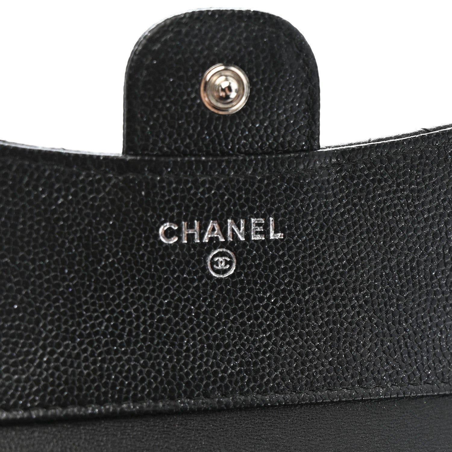 Iridescent Caviar Quilted Compact Flap Wallet Black
