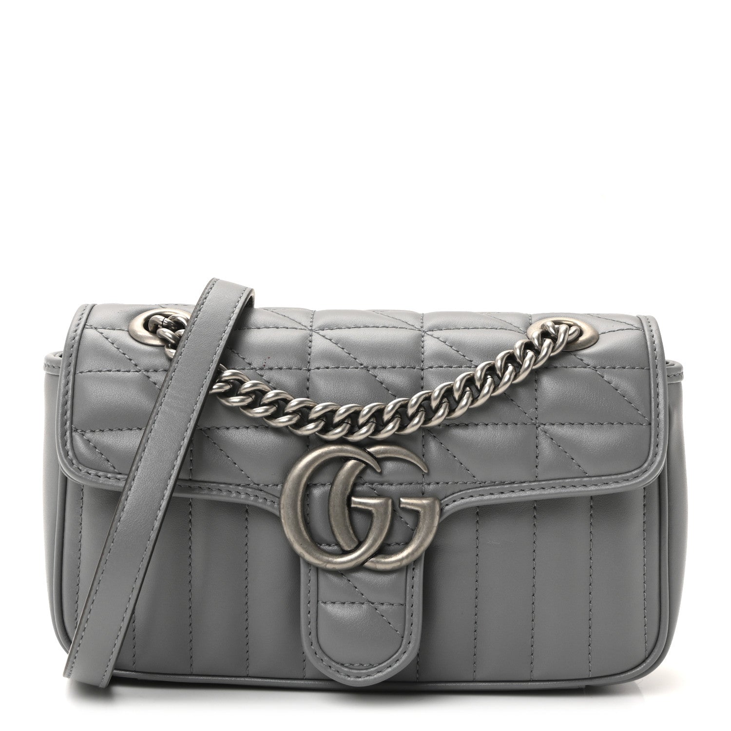 Calfskin Matelasse Aria Mini GG Marmont Shoulder Bag Deep Grey
