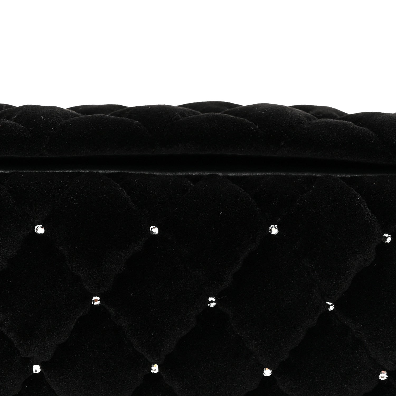 Velvet Diamanté Quilted Wristlet Clutch Black