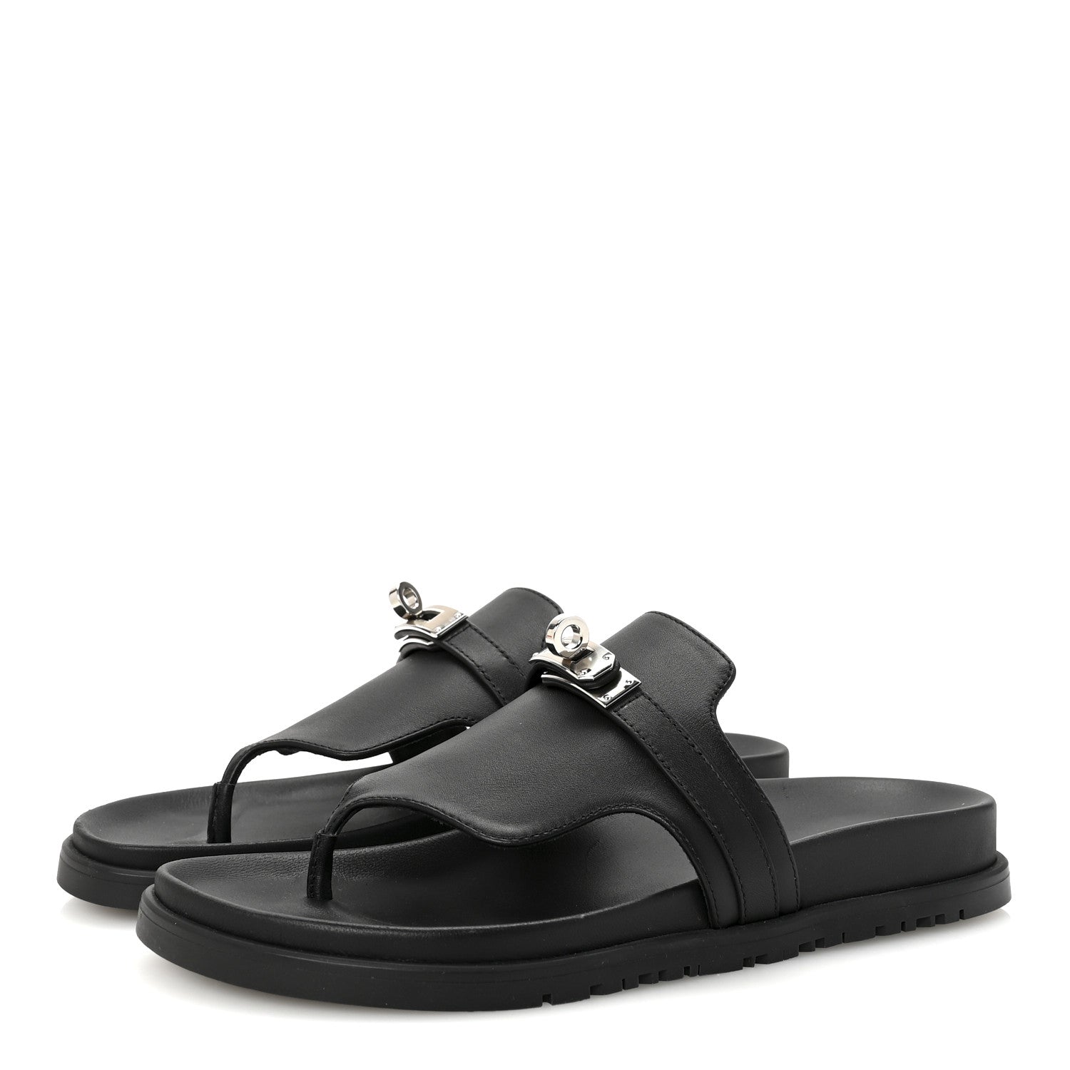 Calfskin Womens Empire Sandals 37.5 Black
