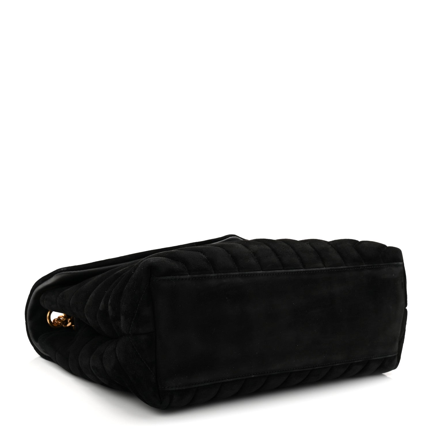 Suede Y Quilted Monogram Medium Loulou Chain Satchel Black