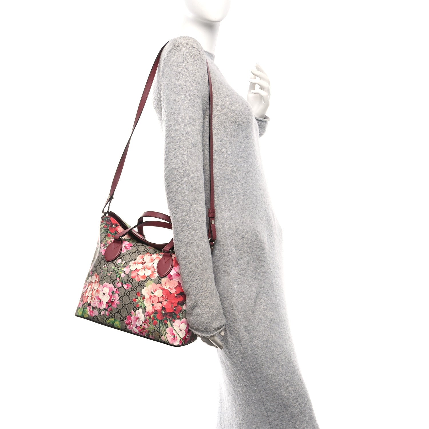GG Supreme Monogram Blooms Linea A Foldover Tote Beige Multicolor Dry Rose