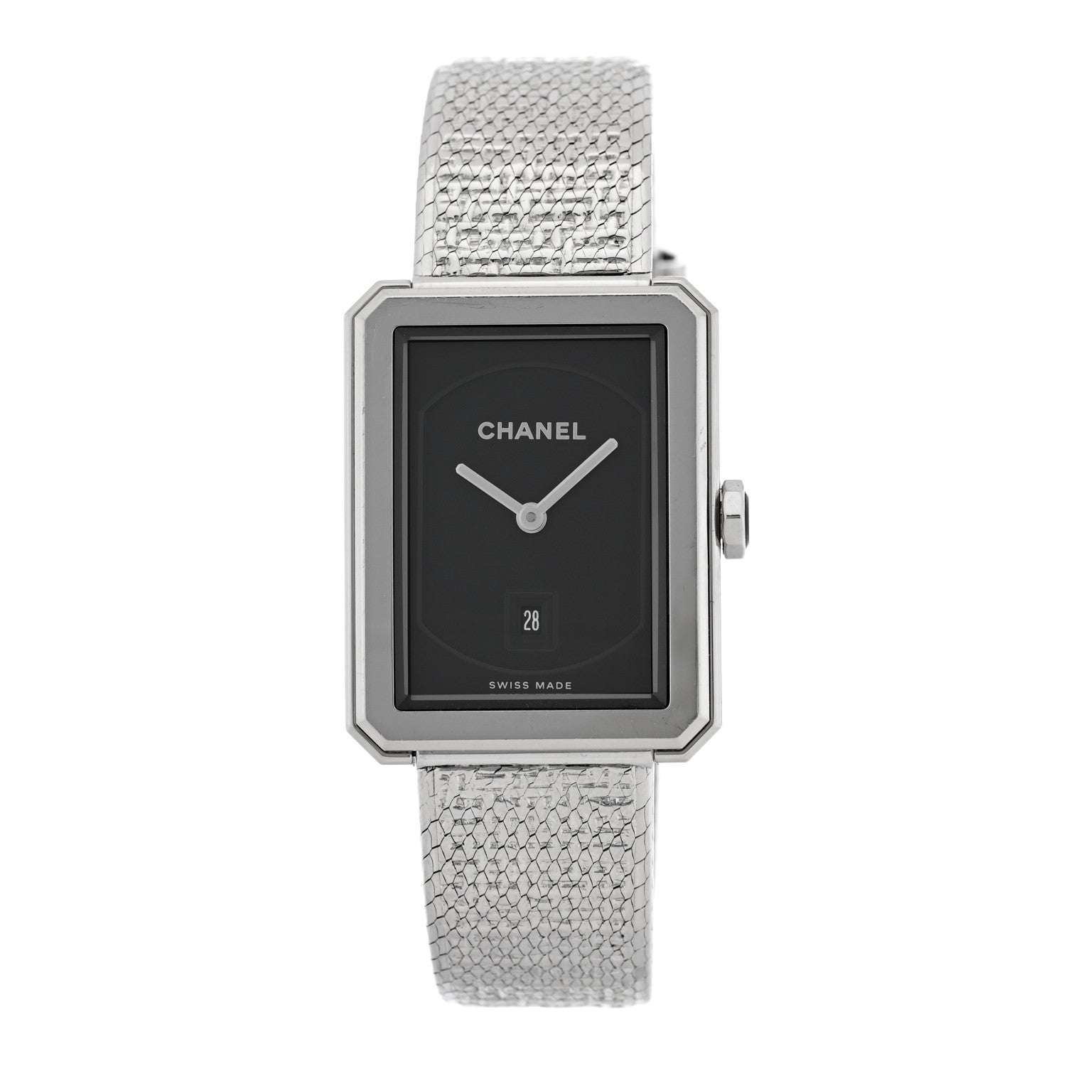 Stainless Steel 26mm Boy-friend Tweed Quartz Watch Black
