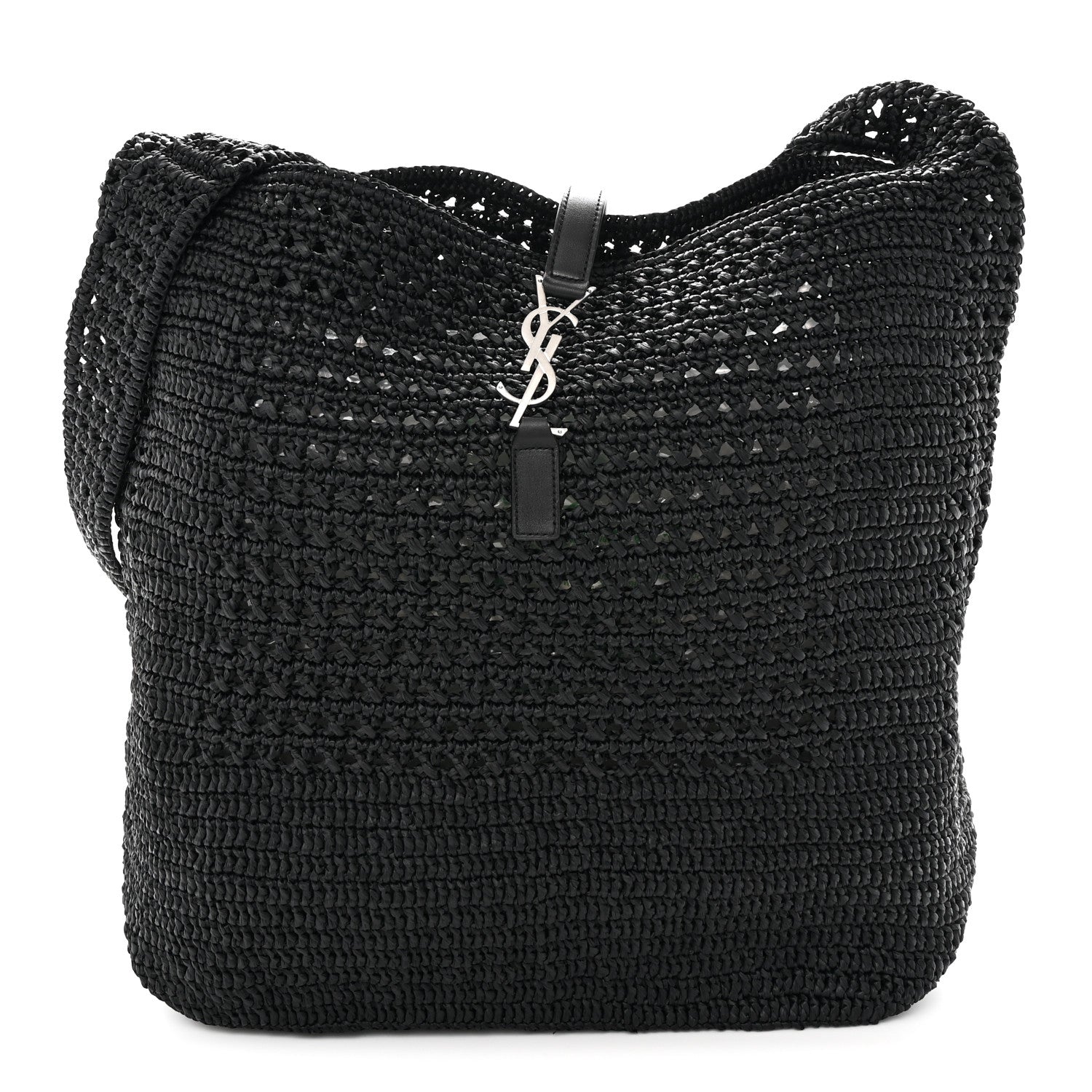 Raffia Monogram Le 5 A 7 Medium Tote Black