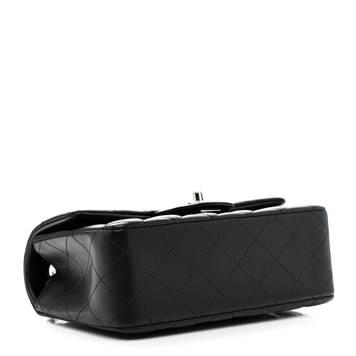 Lambskin Quilted Mini Rectangular Flap Black
