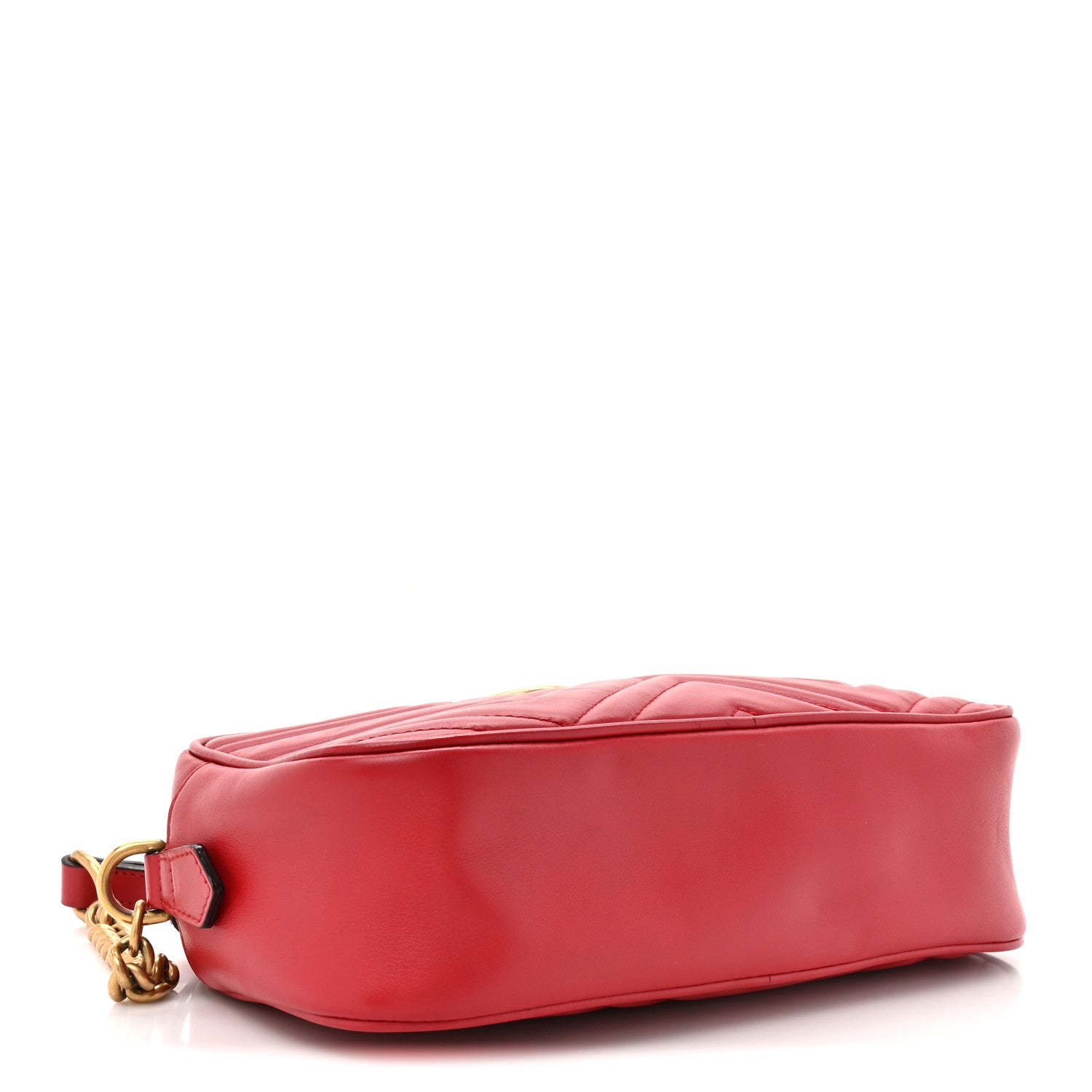 Calfskin Matelasse Small GG Marmont Chain Shoulder Bag Hibiscus Red