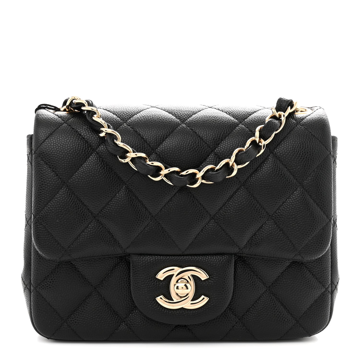 Caviar Quilted Mini Square Flap Black