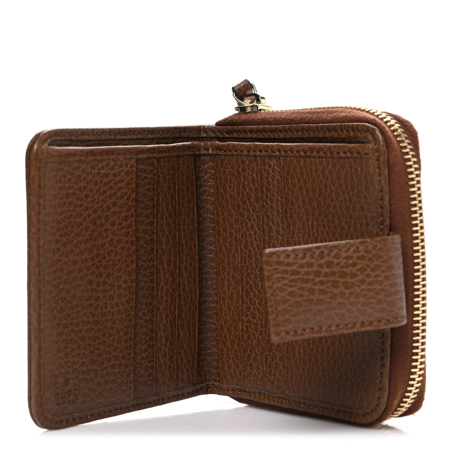 Monogram Dollar Calfskin Zip Around French Wallet Beige Ebony Tabacco