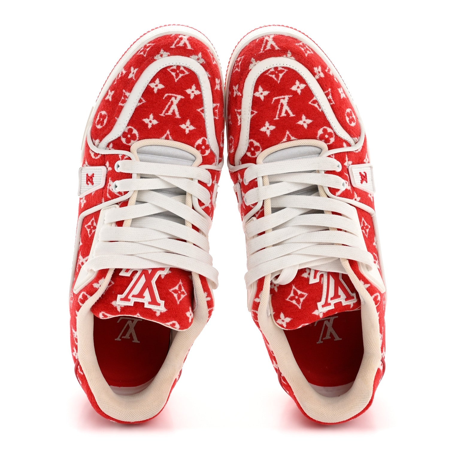 Jacquard Velvet Monogram Mens LV Trainer Sneakers 8 Red