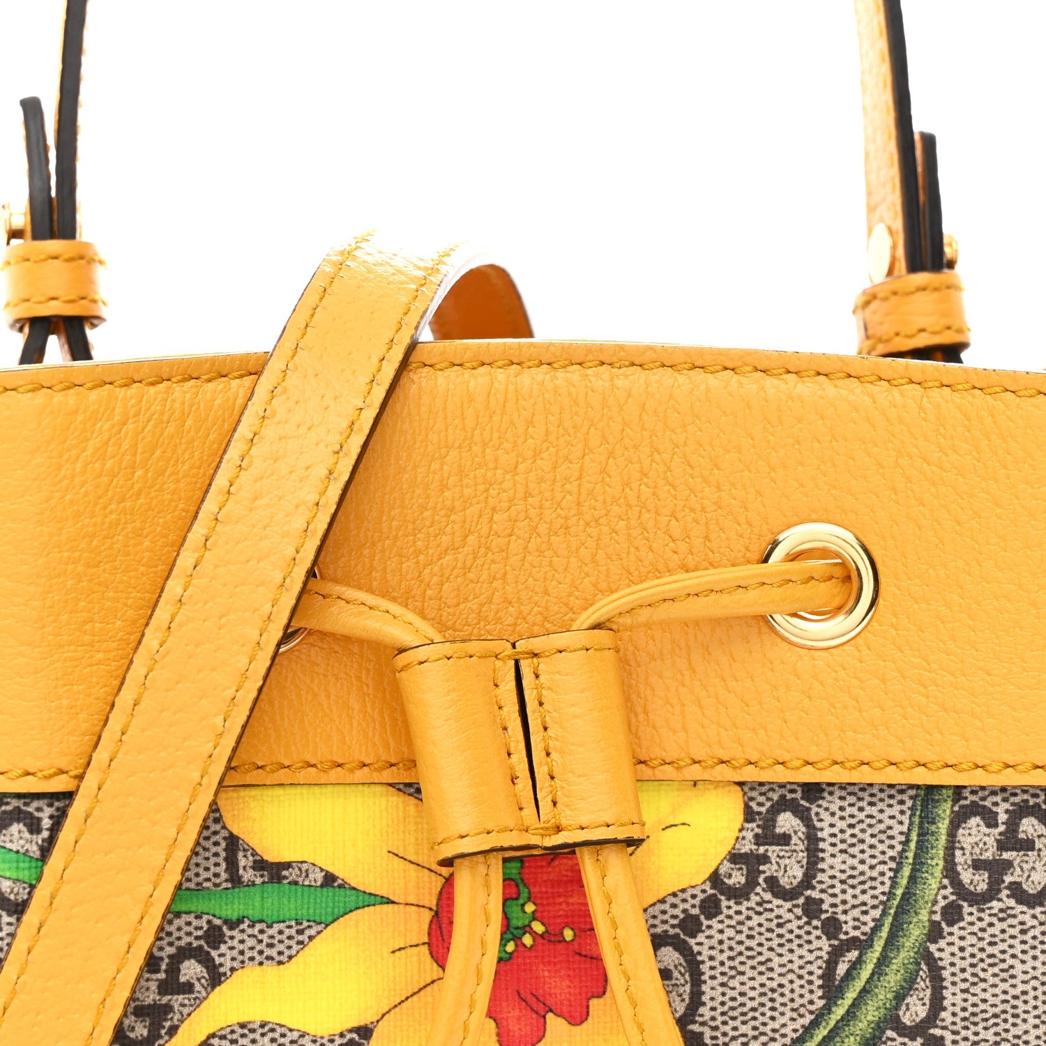 GG Supreme Monogram Flora Small Ophidia Bucket Bag Beige Multicolor Crop